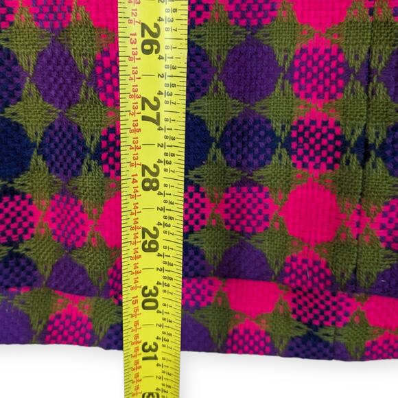 70s Neon Pink Plaid A-Line Mini Dress XL - Picture 6 of 6